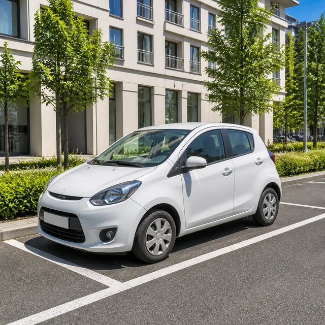 Voiture garée dans un emplacement urbain bien délimité